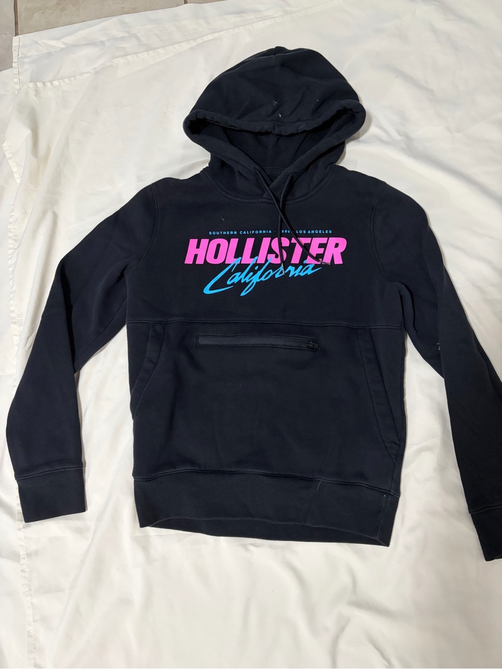 Hollister Blk Hoodie with Pink & Teal Script